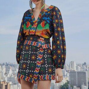 FARM Rio Black Macaw Night Mini Quilt Skirt In XS REG 175$